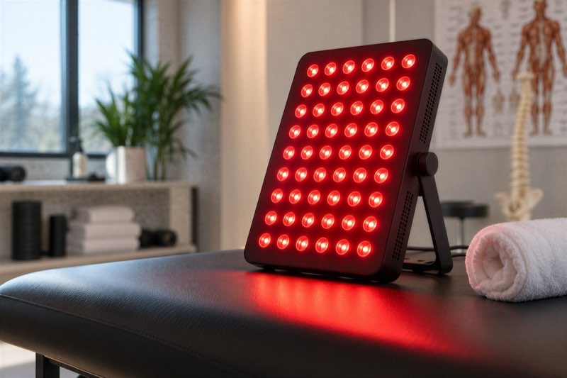A photobiomodulation light therapy panel emitting red near-infrared light